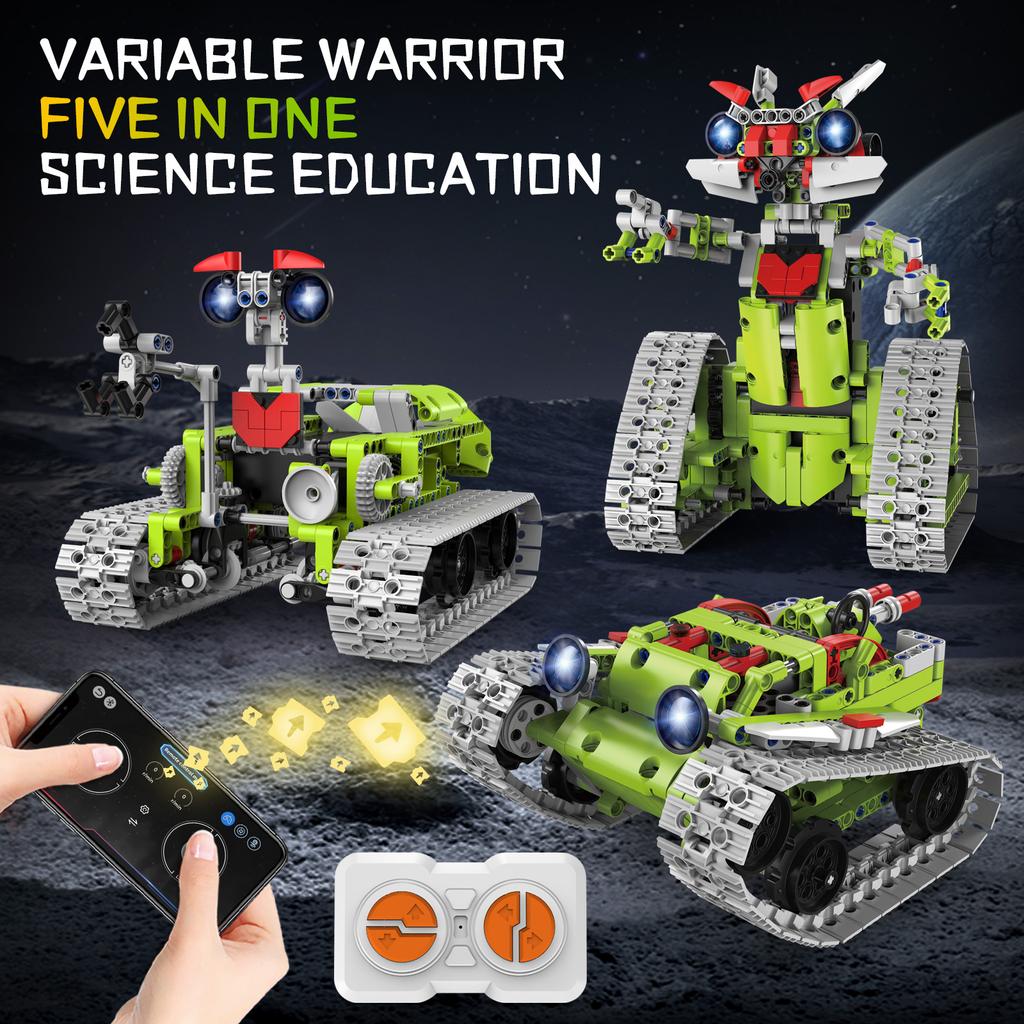 Moc 705Pcs 5 In 1 Creative Electric Rc Lunar Versatile Robot Model Assembly Diy Building Blocks Children'S Puzzle Toy Gift