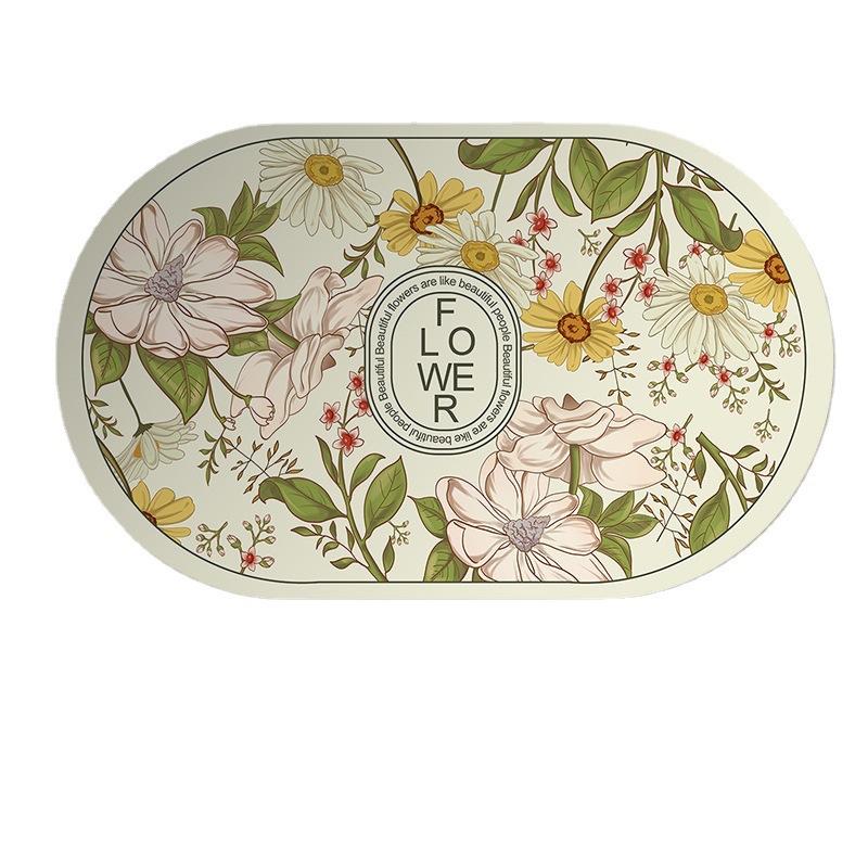 Gartenblumen Weiche Kieselgurmatte Haushalt Toilette WC Saugfähige Matte Badezimmer Rutschfeste Fußmatte
