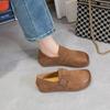 Genuine leather women's first layer cowhide new thick-soled belt buckle soft-soled toast single shoes retro