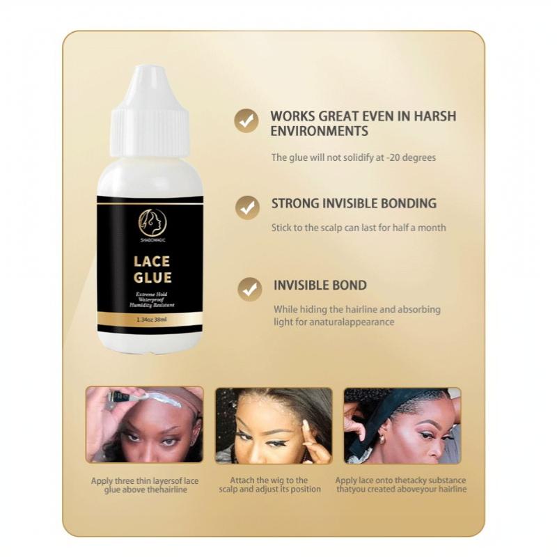 Waterproof Lace Wig Glue Strong Hold 1Pc/2Pcs Gentle On Skin Invisible Adhesive for Full Lace Wigs Hair Extensions