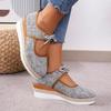 Handmade Slope Heel Cloth Shoes Women Breathable Comfort Mum Shoes Tenis Platform Non-slip Casual Footwear Front Tie Sneakers