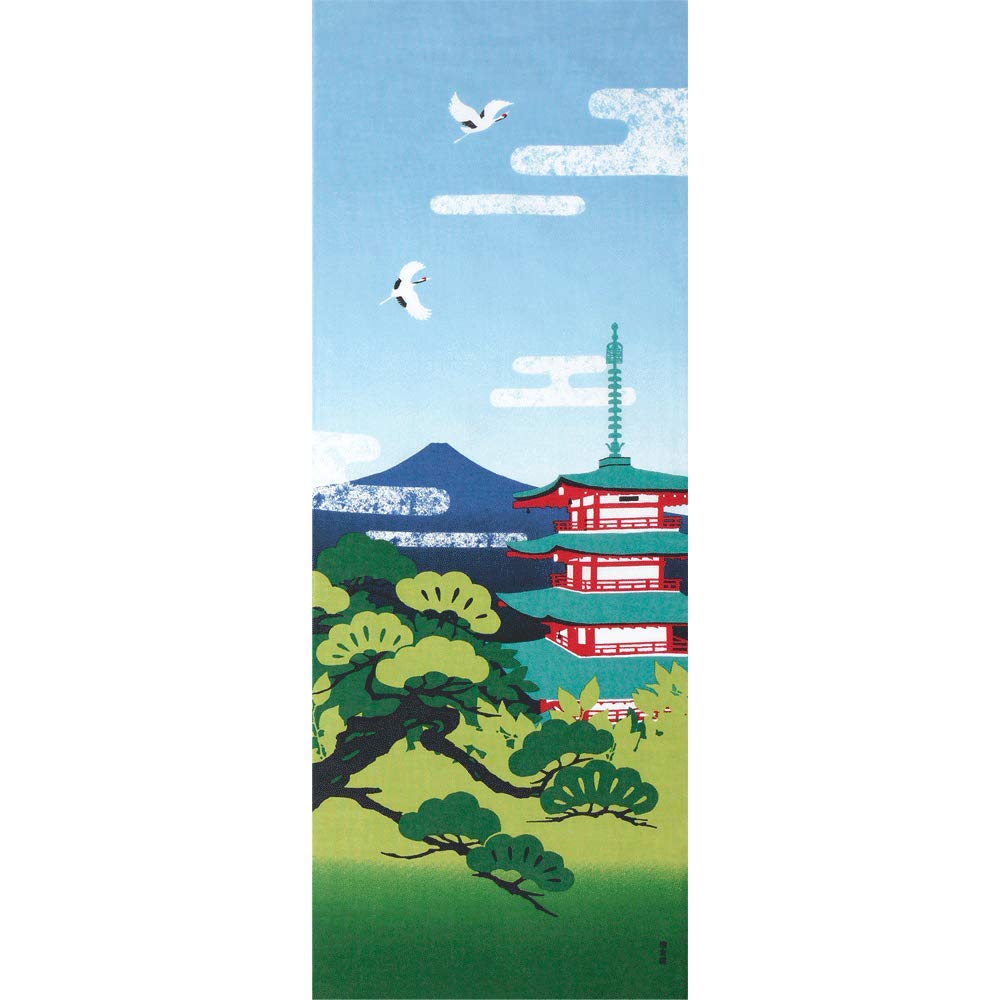 Hamamonyo Picture Tenugui hand Summer Pagoda and Mount Fuji (Japanese towel) - - Five-Storied
