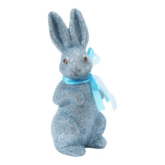 Easter Foam Rabbit Figurine with Glitter Powder Simulation Bunny Statue Home Office Holiday Party Decoration Ornament