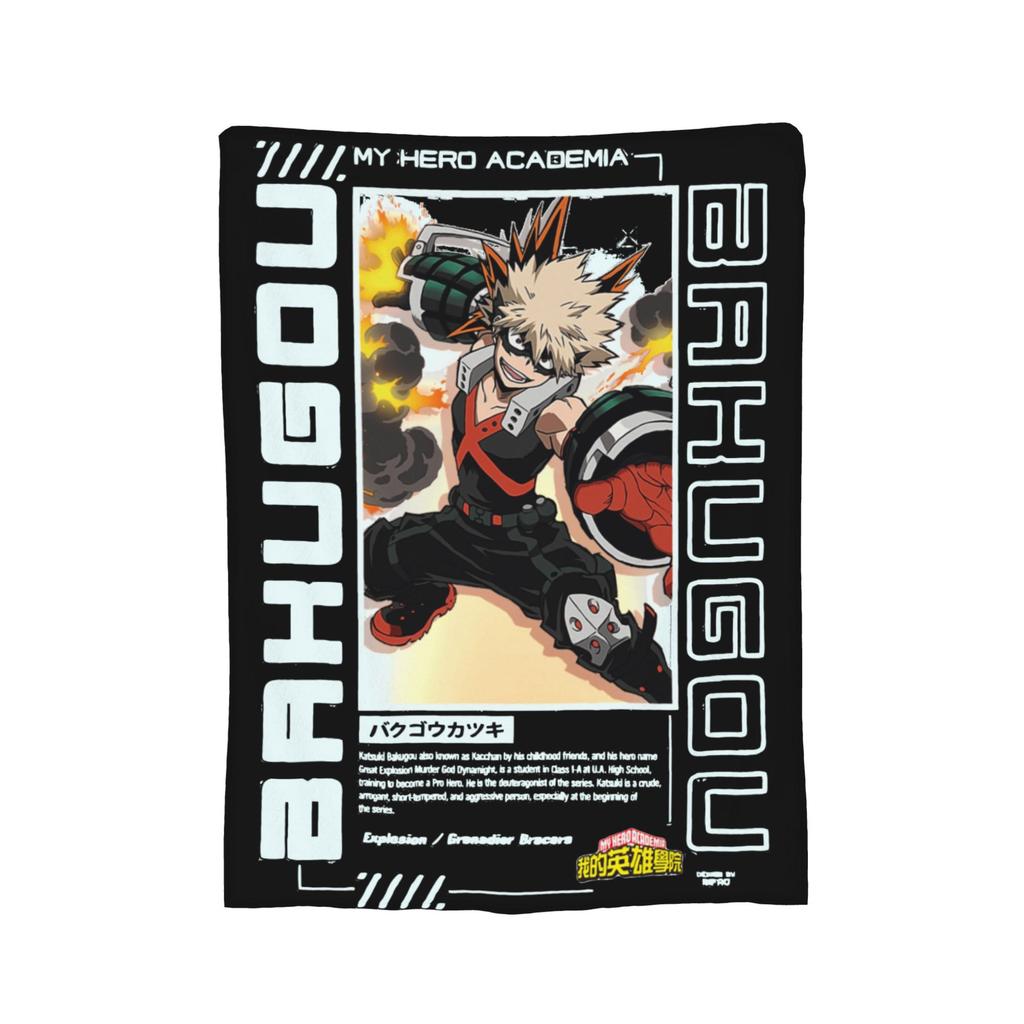 Katsuki Bakugou My Hero Academia Blanket Plush Novelty Warm Throw Blankets for Bedding Lounge Winter,