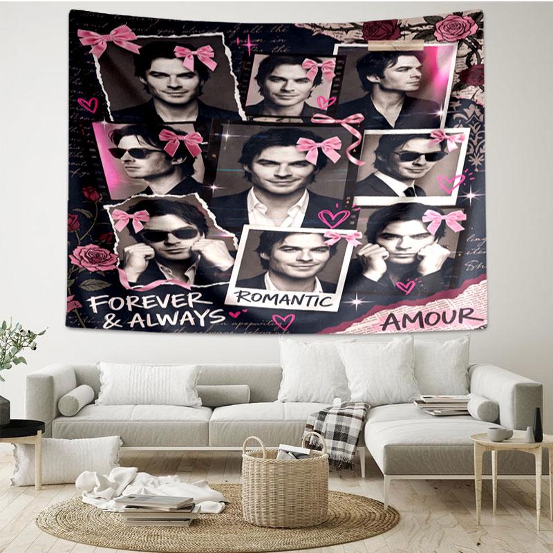 Damon Salvatore Print Tapestry - Portable Wall Decor Cloth, for Home, Dorm, Travel, Bedroom, Living Room - Ideal Birthday Housewarming Gift
