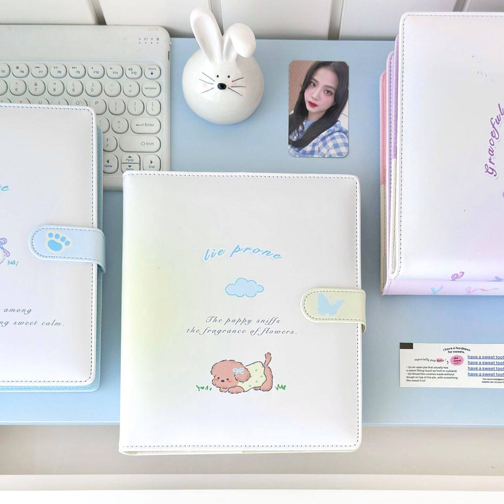 Cute Wide A5 Leather Card Album,Magnetic Idol Photocard Holder for K-Pop Photocards, Instax Mini, and 4x6 Postcards Collection