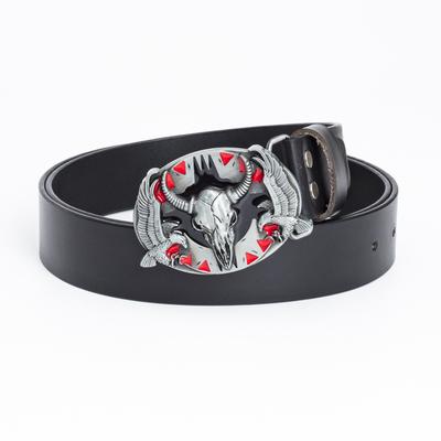 European and American Bull Head Button Head Belt Men's Decorative Jeans Personalized Belt Retro Belt