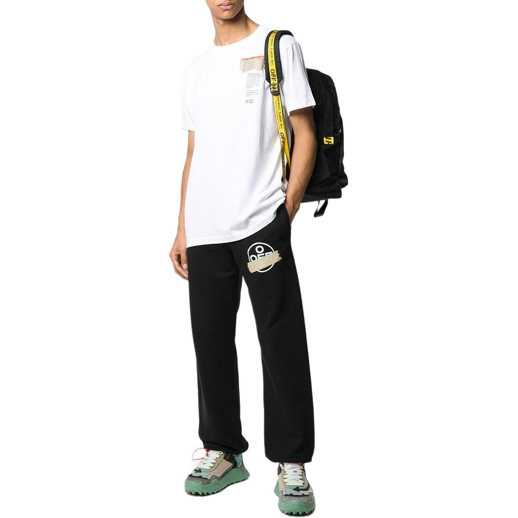 Off-White Camiseta de Manga Corta con Cuello Redondo y Estampado de Letras para Hombre Tops Gris Blanco OMAA027R201850070188
