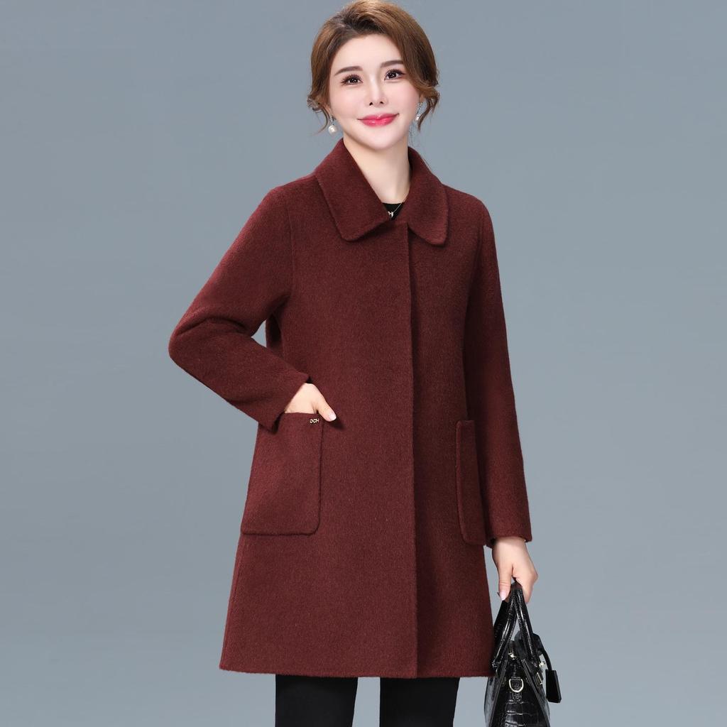 Women's Mid-Length Double-Sided Cashmere Coat for Autumn/Winter 2025 - Elegant Wool Coat for Middle-Aged and Elderly