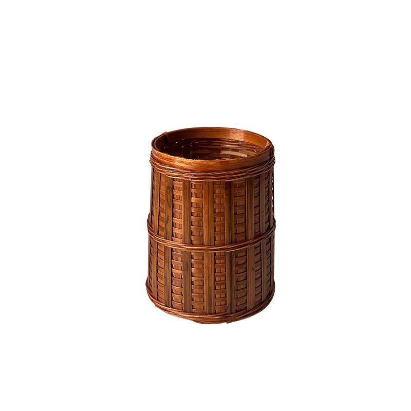 Handmade Bamboo Bamboo Storage Basket Chinese Zen Tea Ceremony Tea Room Pen Holder Desktop Storage Antique Shooting Props