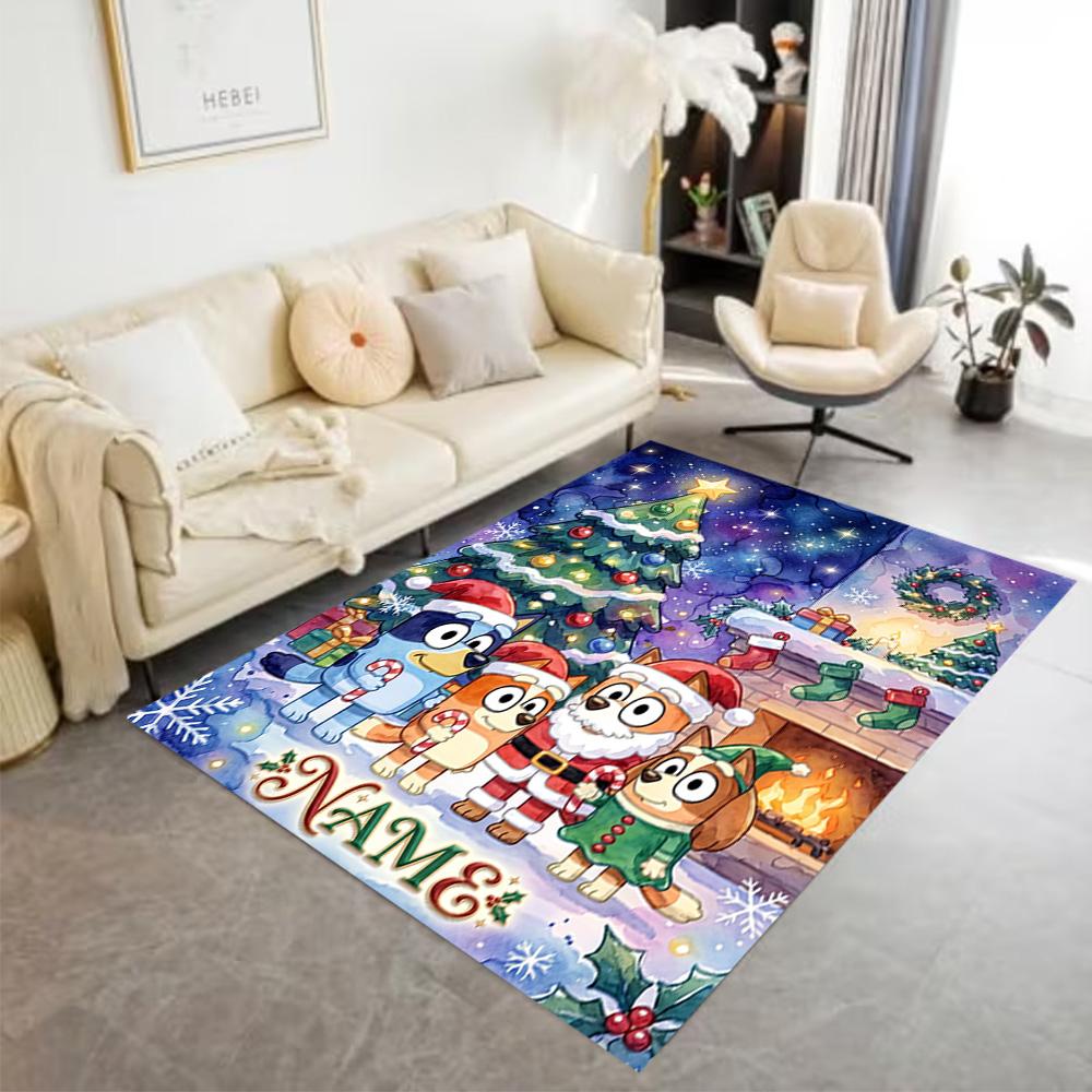 Christmas Pals Celebration Customized Name Floor Rug Office Rug Design for Game Room Balcony Entryway Outdoor Antislip Carpet Decorate Offices