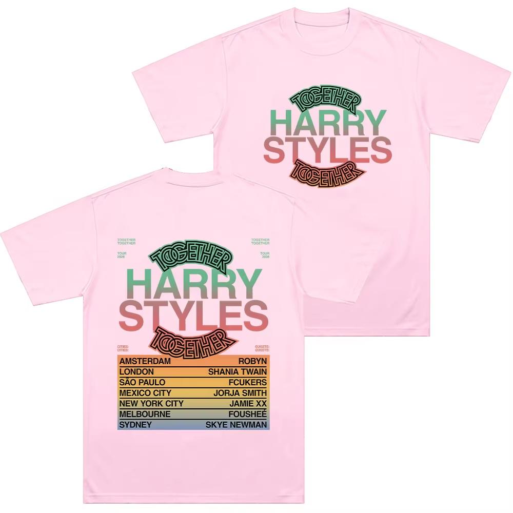 Harry Styles Tour Collection Tshirt Round Neck Cotton Material Short Sleeve Fashionable for Ladies and GentleUnisex