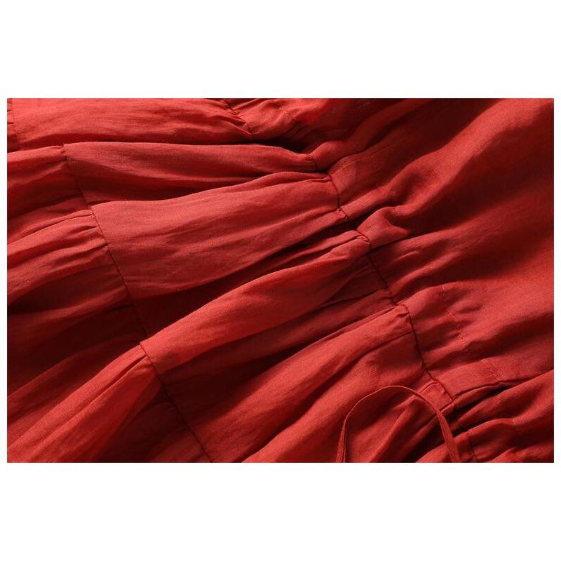 Literarisches Retro-Kleid für Damen, hautfreundlich, große Größe, mit sieben Ärmeln, hohle, lockere Taille