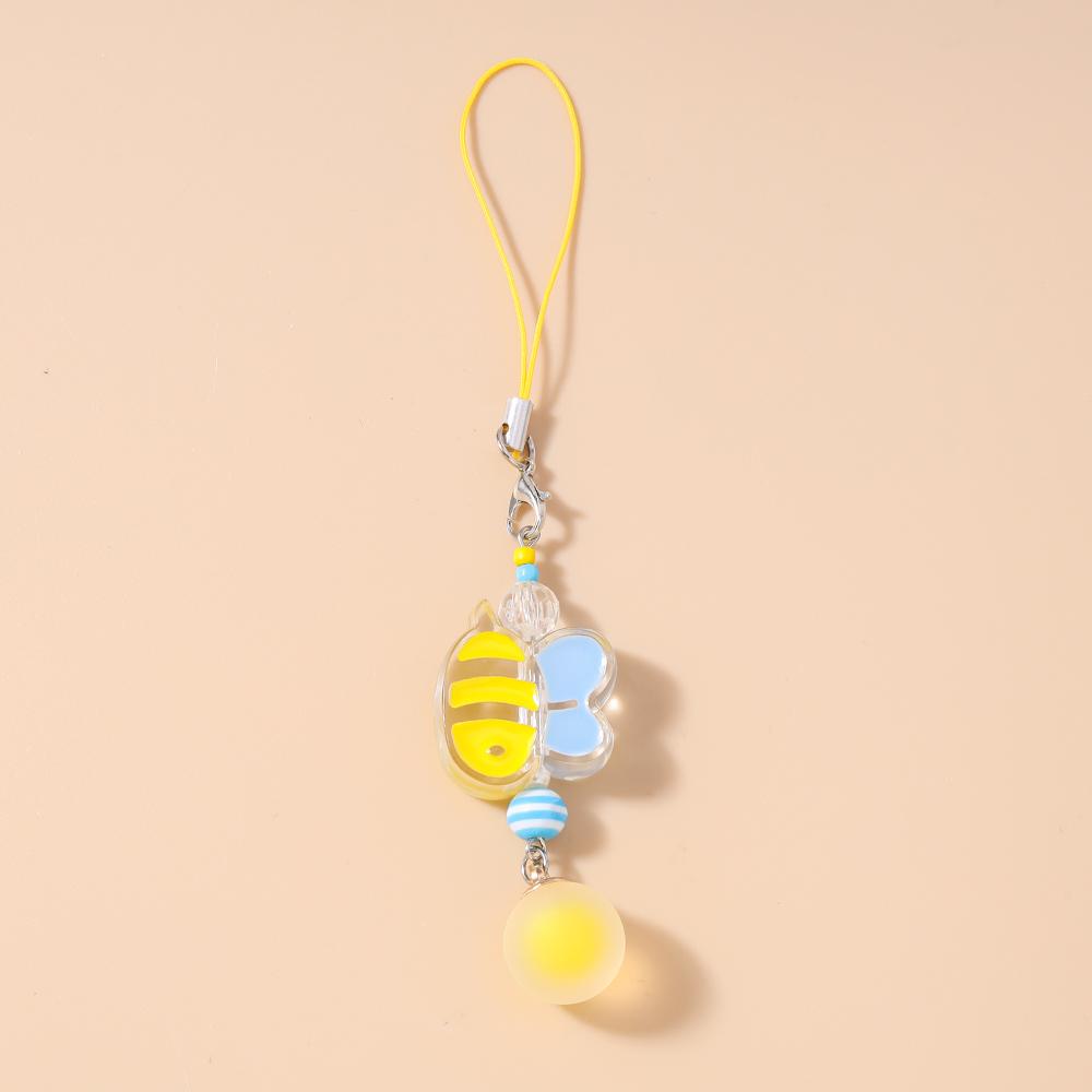 Lovely Resin Bowknot Bee Phone Chain Hanging Phone Strap DIY Keychain Pendants Mobile Lanyard Jewelry Gift