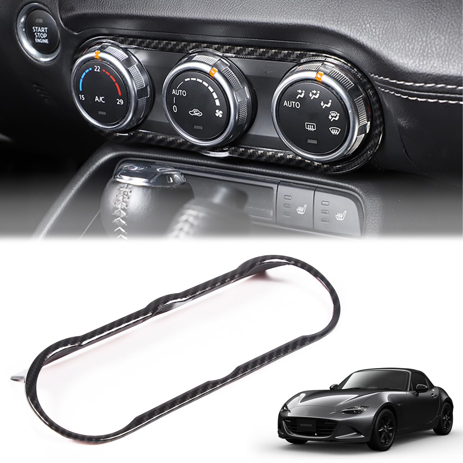 

Hcilloend Switch Control Knob and Cover for the New Mazda Roadster Series Made of Easy Decorative Interior Custom Accessories Fiber A/C Frame, Panel,