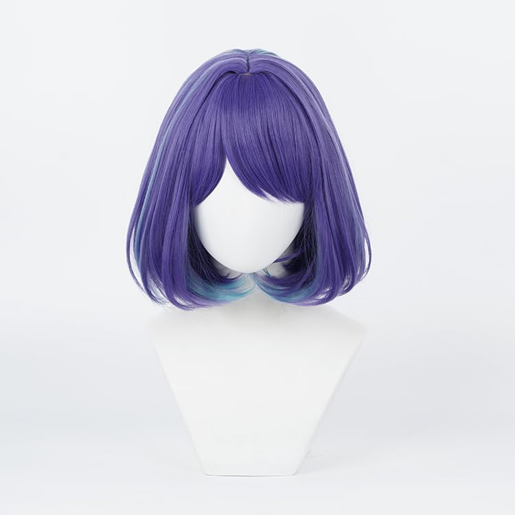 Akane Kurokawa Cosplay Costume Accessory with Perfect for Comiket Cultural and School Festivals Wig, Purple, Short, Heat-Resistant, Net, Halloween,