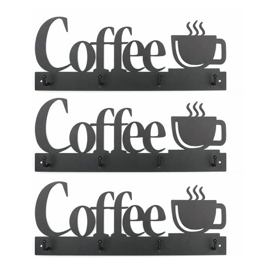3ks nástěnný držák na hrnek na stěnu držák na šálek kávy s pevnými háčky Snadná instalace Nerezový věšák na čajové šálky Dekor displeje