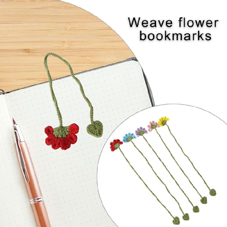 5Pcs Handmade Crochet Flower Bookmarks Knitted Floral Bookmarks Page Marker for Teacher Student Book Lover Reading Aid