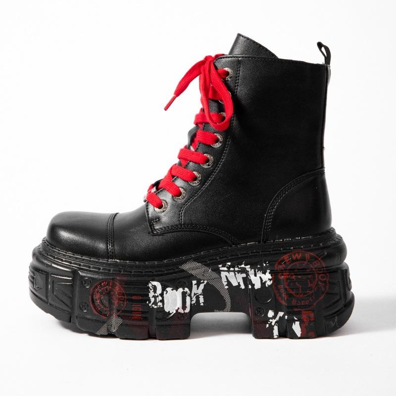 Women Boots Winter Thick Sole Graffiti Gothic Punk Ankle Boots Fashion Casual Shoes