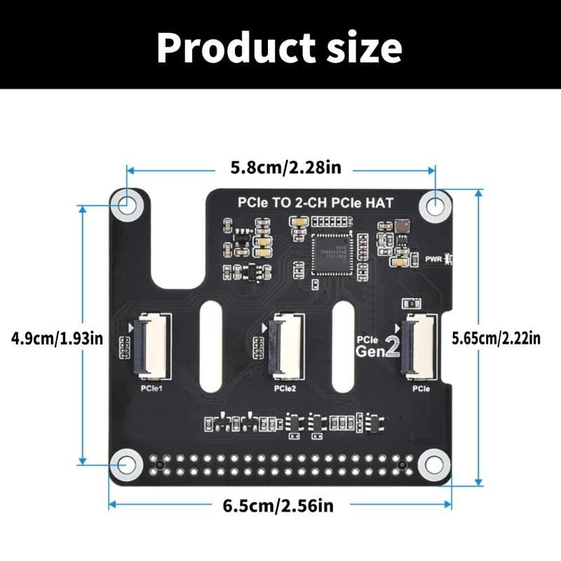 2-Kanal PCIe-Erweiterungskarte PCIe zu 2CH PCIe FFC HAT 16PIN Für RPi 5 Kompatibel und Entwickler und Bastler