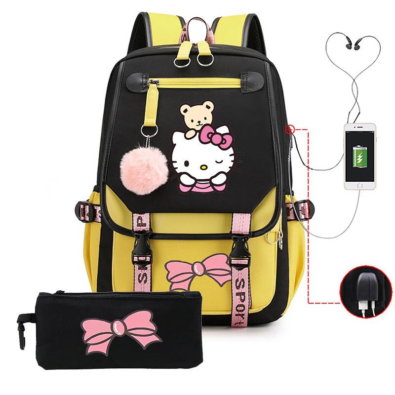 3-teiliges Schulrucksack-Set für Schüler Große Kapazität Oxford-Stoff Schultasche mit Schultergurt und Federmäppchen