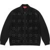 Studded Suede Zip Up Cardigan Black