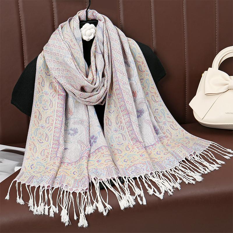 New Shawl Warm Winter Scarf Hijab Women Print Paisley Cashmere Pashmina Thick Wrap Head Neck Foulard Luxury  Blanket Echarp