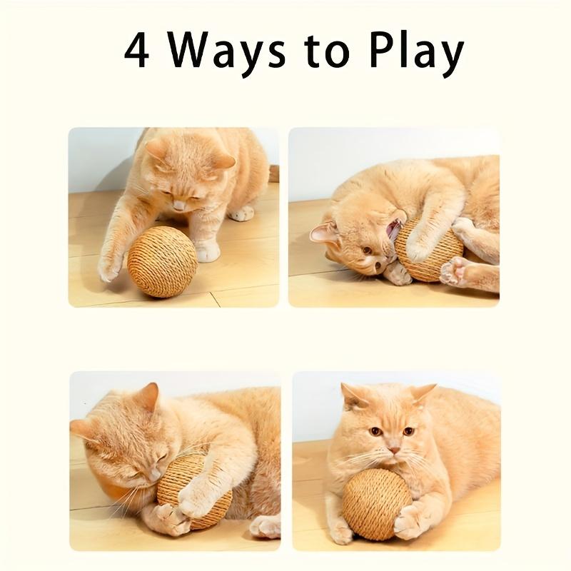 Interactive Sisal Cat Scratching Ball - 10.16cm Durable, Sound-Making Toy for Endless Fun & Exercise, Ideal for Large Breeds