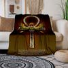 Egyptian Ankh Cross Scarab Beetle Wings Key of Life Poster PrintBlanket Flannel Throw Blanket for Sofa, Bed, Travel, Camping, Office, Couch,