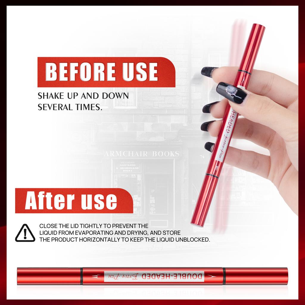 Red Tube Double-Headed Binary Eyebrow Pencil Waterproof And Non-Smudging Natural Wild Bionic Eyebrow Two-In-One Eyebrow Pencil