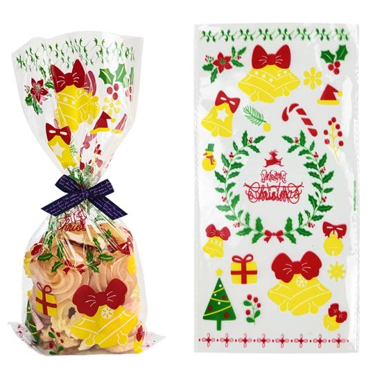 50 szt. Świąteczne torebki do pieczenia Przezroczysty nadruk Kreskówkowy do pakowania ciasteczek Nadruk świąteczny Torebki na pieczywo piekarnicze dla piekarni