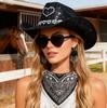 Festival Cowboyhut Set mit Herzbesatz für Geburtstagsfeier Feiertagspartys und Themenveranstaltung Polyester Kunststoff
