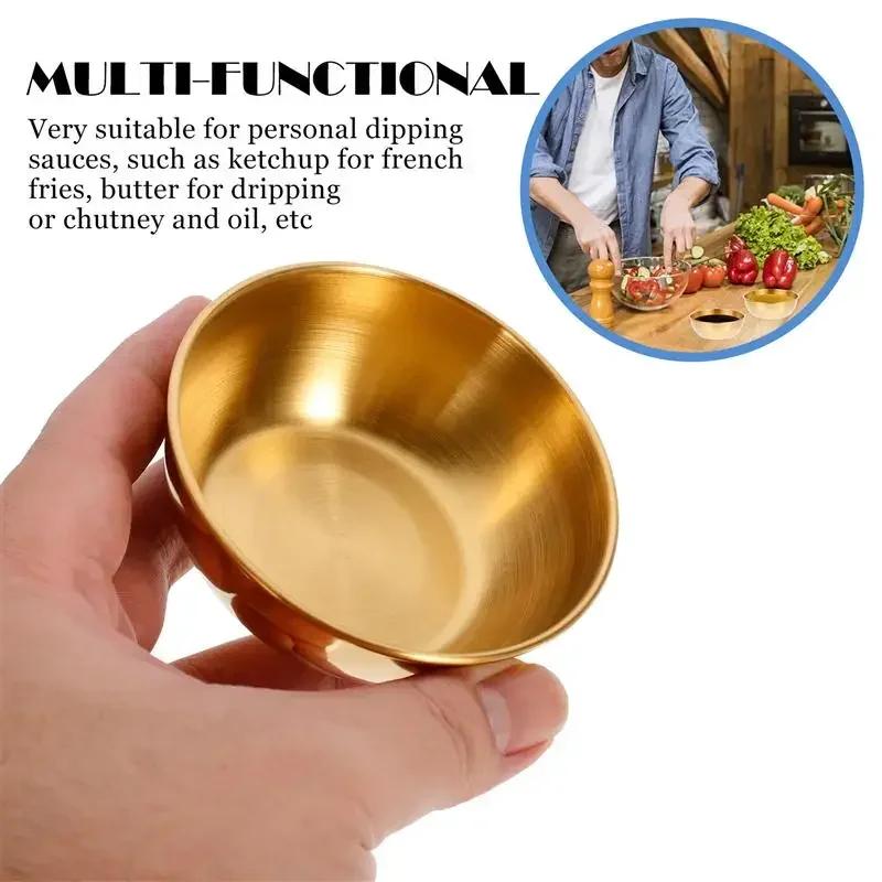 Metal Sauce Bowls Round Stainless Steel Seasoning Dishes Small Sushi Dipping Bowls Prep Appetizer Plates for Kitchen
