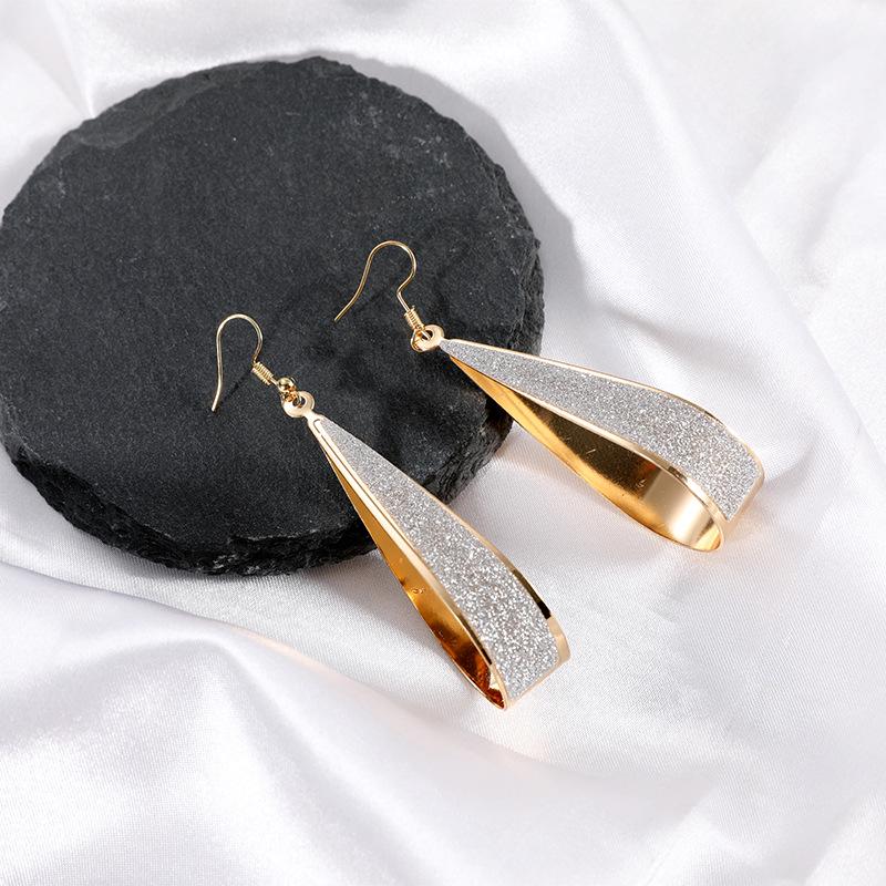 Trendy European  American Frosted Water Drop Earrings