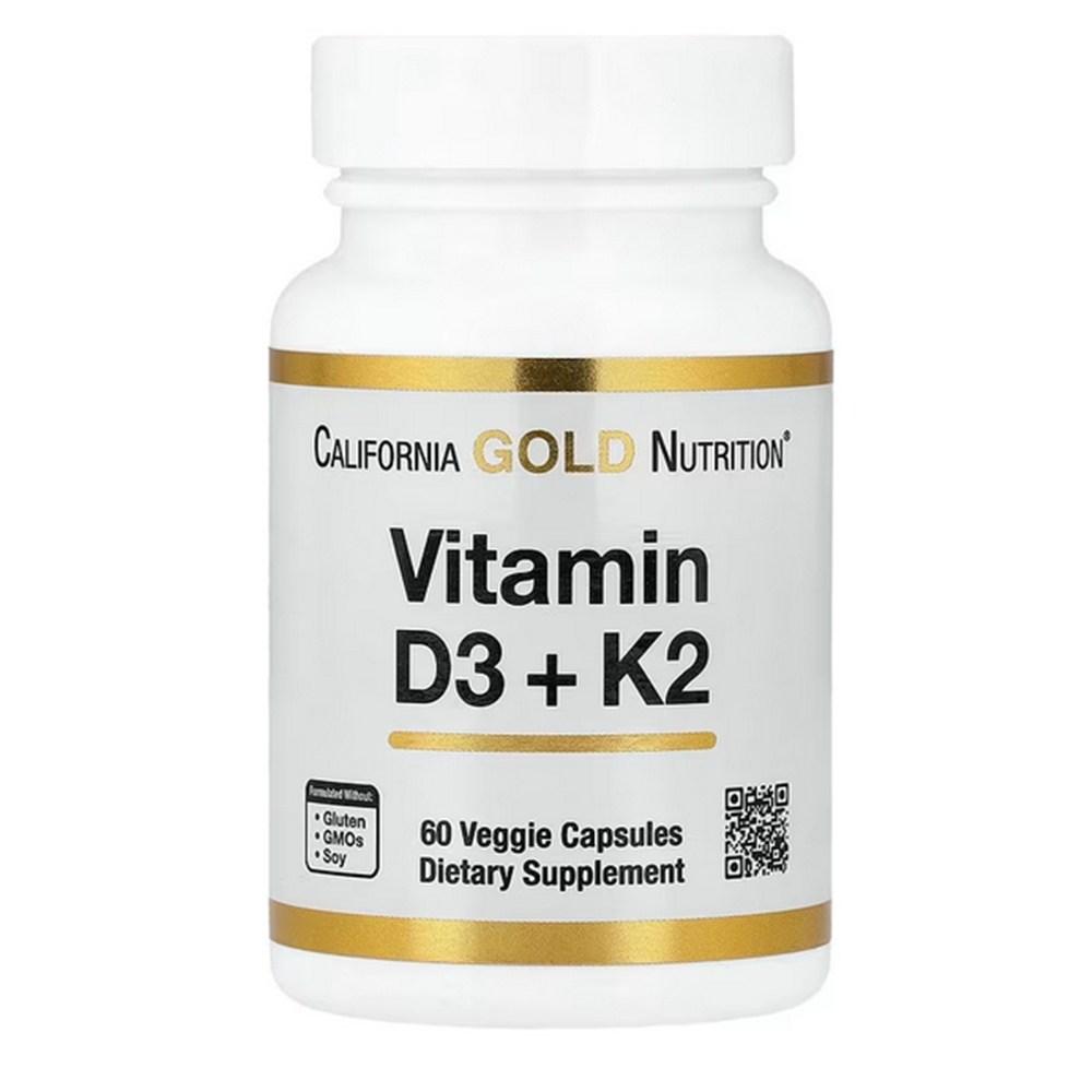 California Gold Nutrition Vitamin D3 + K2 60 Veg Capsules 60 Tablets 4 pcs