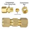 4Pcs Brass Plumbing Connector 1/4inch Compression Tube Fittings Adapter Suitable for Refrigerator Water Line Connection
