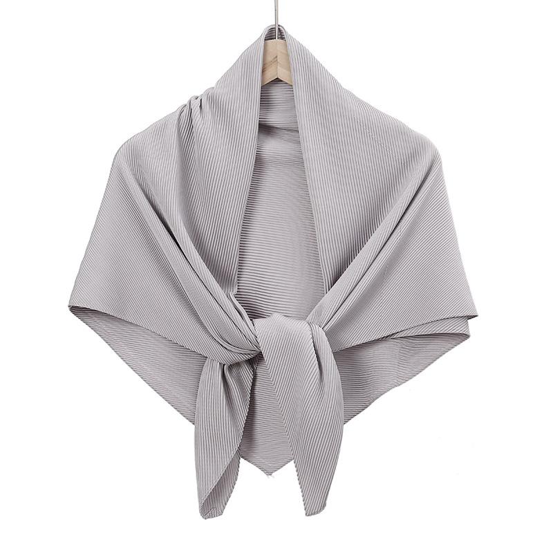 28 Colors Plain Crinkle Square Bubble Silk Pleated Hijab Women's Head Shawl Scarf Muslim Wrinkle Kerchief Solid Ramadan Stole