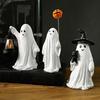Halloween Ornament Ghost Witch Hat Pumpkin Design Resin Statue Decoration Home Party Atmosphere Props