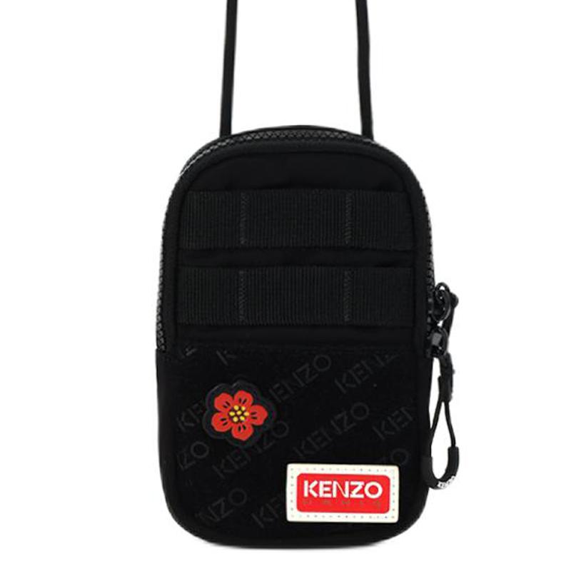 Kenzo Floral Appliqu Adjustable Strap Zipper Nylon Shoulder Crossbody Phone Bag Men Bags Black FC65PM208F3099 Basic Set BagDust Bag 21380₽