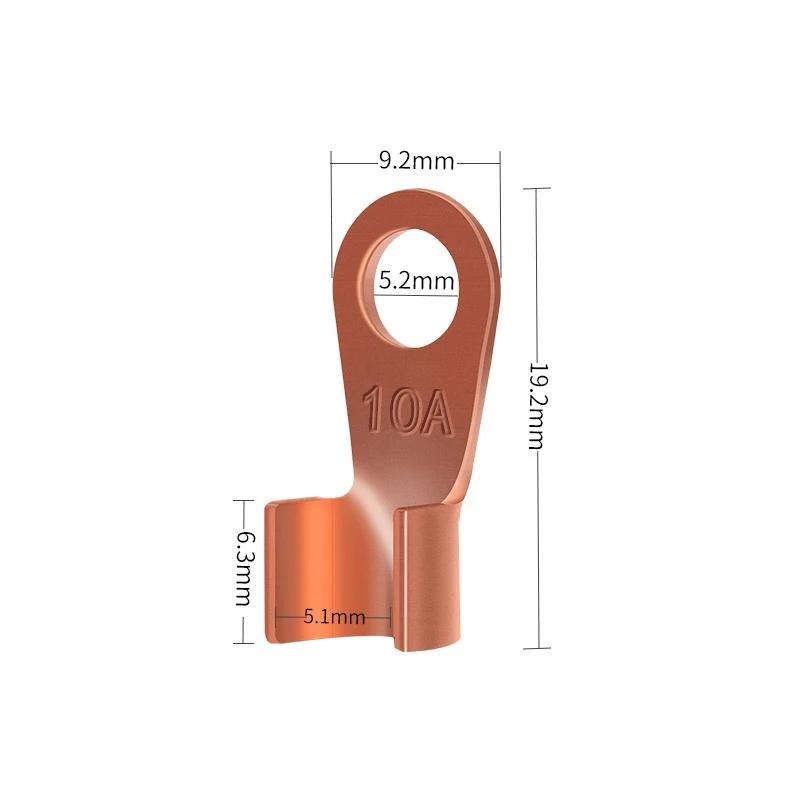 

10-100pcs Wire Terminal OT Type 10A 20A 30A 40A 50A 100A Coppers Bare Nose Lugs Crimp Open Mouth Cable crimp terminals 10pcs