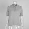 Summer Spring New Women's Hollow Out Knit POLO Short Sleeve Bubble Sleeve Simple Knit Top T-shirt