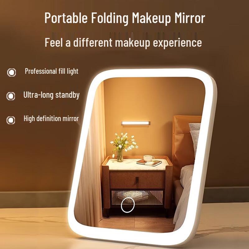 Meebordi Portable LED Makeup Mirror with 3-Color Light