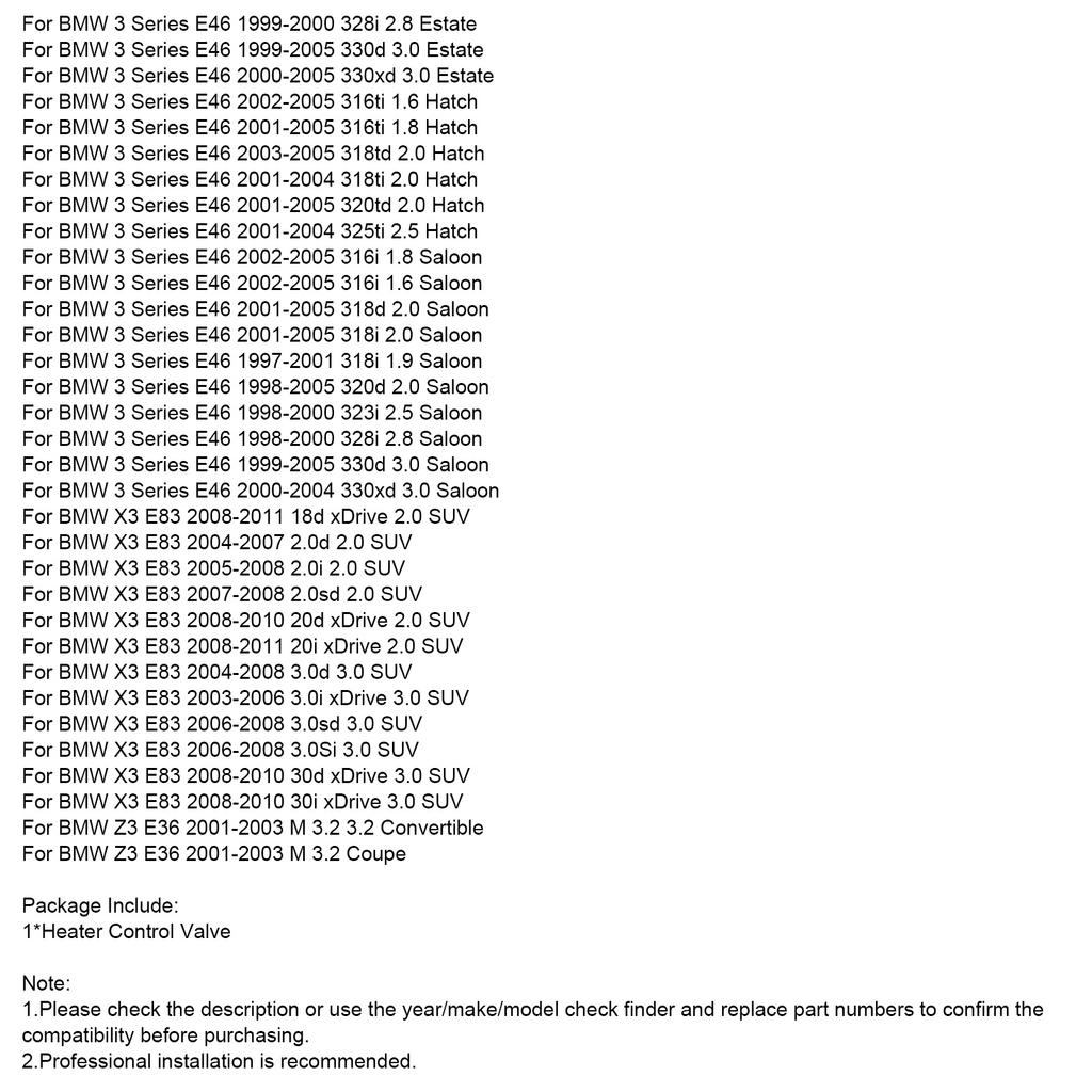 Robinet de control al încălzitorului 64118369807 Pentru BMW Seria 3 E46 X3 E83 Z3 E36 1997-2011