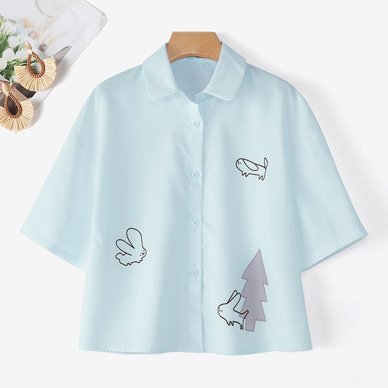 ZANZEA Damen Umlegekragen Sommer Casual Kurzarm Bluse