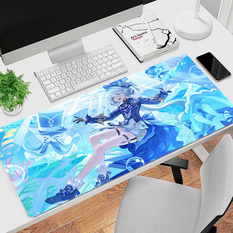 Genshin Impact Furina Anime Game Mouse Pad Kawaii Gaming Accessories Large NonSlip Keyboard Mat For Pc Laptop Office 900x400