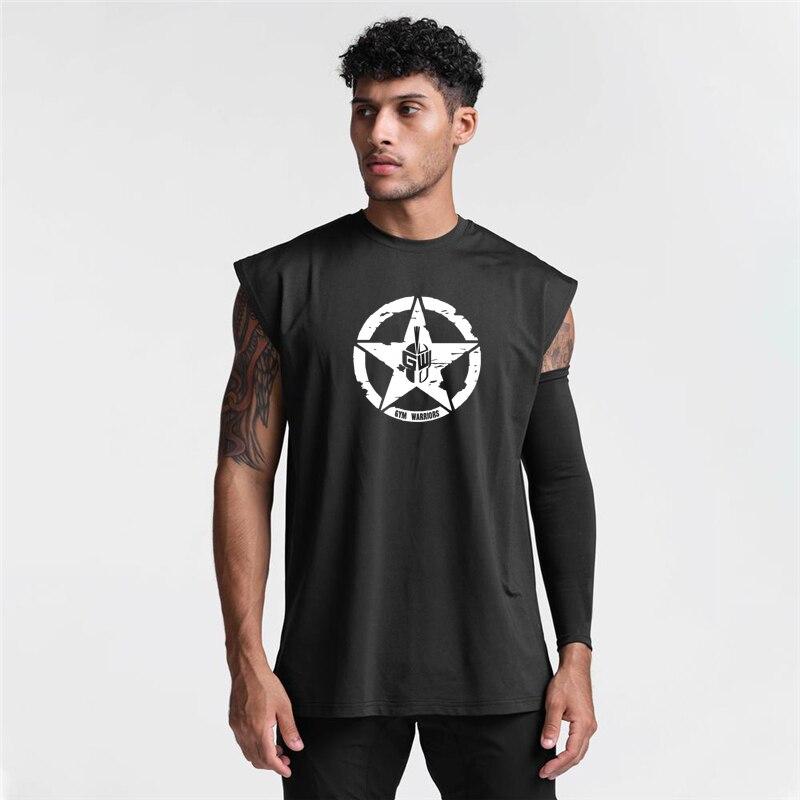 Haz el Trabajo Verano Estampado para Hombre Fitness Suelto Malla Cuello Redondo Culturismo Gimnasio Deportes Secado Rápido Chaleco Oversize