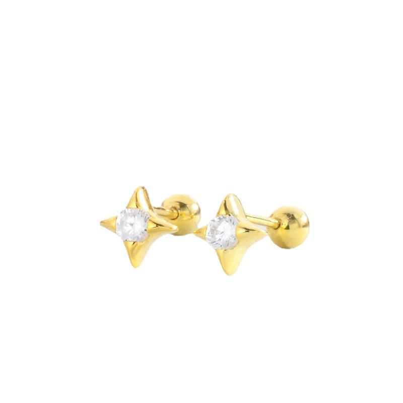 Ear Bone Nails Simple Star Twist Screws Women'S Ear Holes Earrings Flash Drill Ear Jewelry