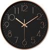 Nbdeal Wall Clock Radio-Controlled Silent Continuous Second Hand Stylish Hanging 3D Letters Scandinavian Diameter 30cm Automatic Reception Quiet Gold