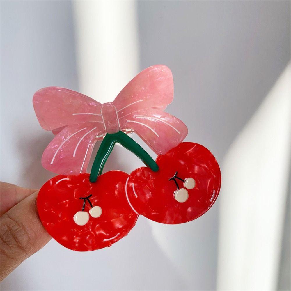 Cute Fruit Gripper Sweet Geometry Shark Clip Lovely Cherry Hair Claw  Daily