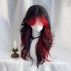 Bloody Mary: Wig Punk Style Black Red Bangs Dyed With A Split Figure Eight Cross Long Curly Hair Headband Wigs
